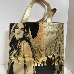 Victoria's Secret Gold and Black Tote with Pink Interior